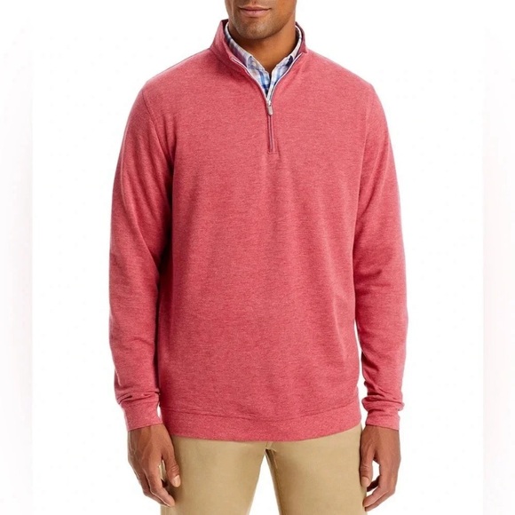 Peter Millar Crown Comfort Quarter Zip Pullover In Cape Red Size Medium MS23K49 - Picture 10 of 10